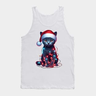 Christmas Russian Blue Cat Tank Top